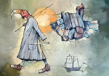Painting "Nomad", canvas on cardboard, acrylic, 34x50cm., ( ). Vasilenko Dmitry