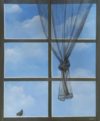 Window with a view of the clouds. Popova Tatyana