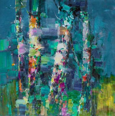 Birches. In shades of turquoise. Vevers Christina