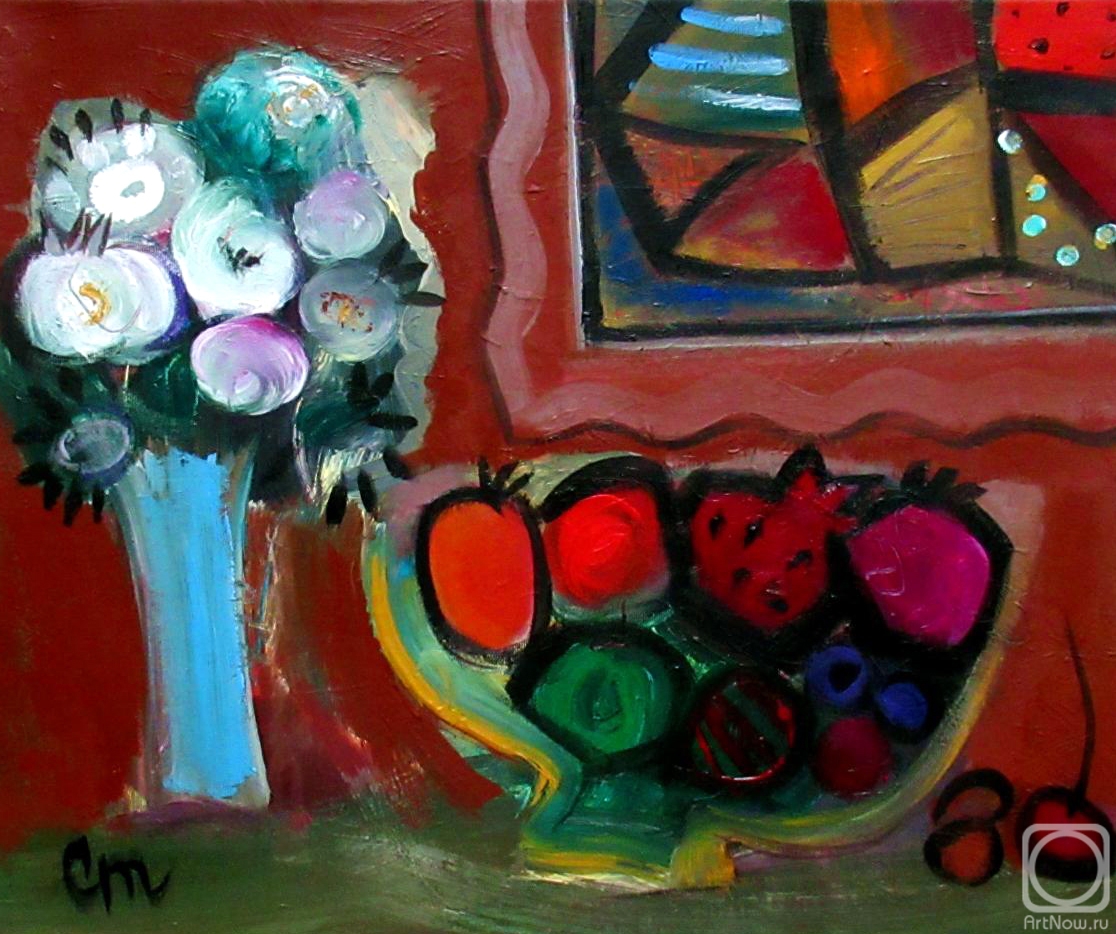 Spiridonova Tatiana. Still life with abstract painting