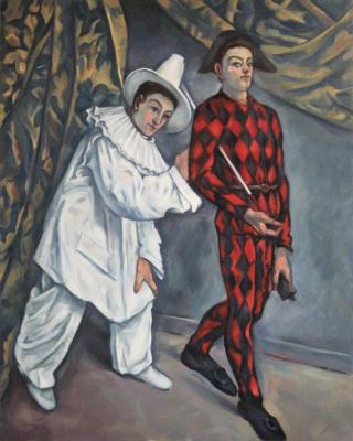 Copy from the painting "Pierrot and Harlequin" by P. Cezanne. Miroshnikov Dmitriy