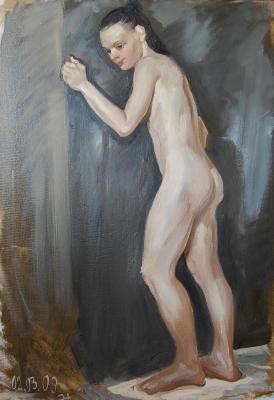 Painting Standing Naked Girl. Dobrovolskaya Gayane