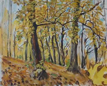 Painting The Maple-Trees in the Ravine, gold autumn. Dobrovolskaya Gayane