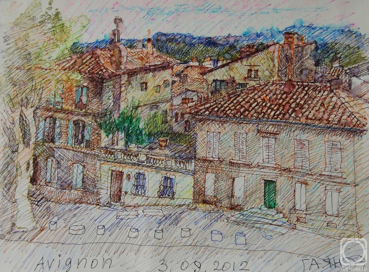 Dobrovolskaya Gayane. Avignon, old houses with tiled roofs