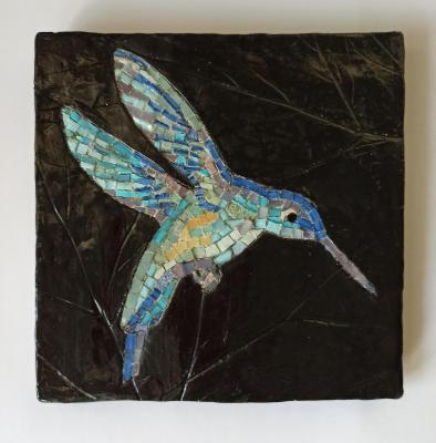 Decorative panel with mosaic Hummingbird