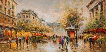 Landscape of Paris by Antoine Blanchard's "Boulevard des Capucines et Madeleine"