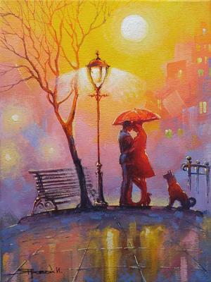 Kiss under an umbrella. Iarovoi Igor