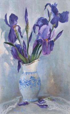 Irises in a vase.