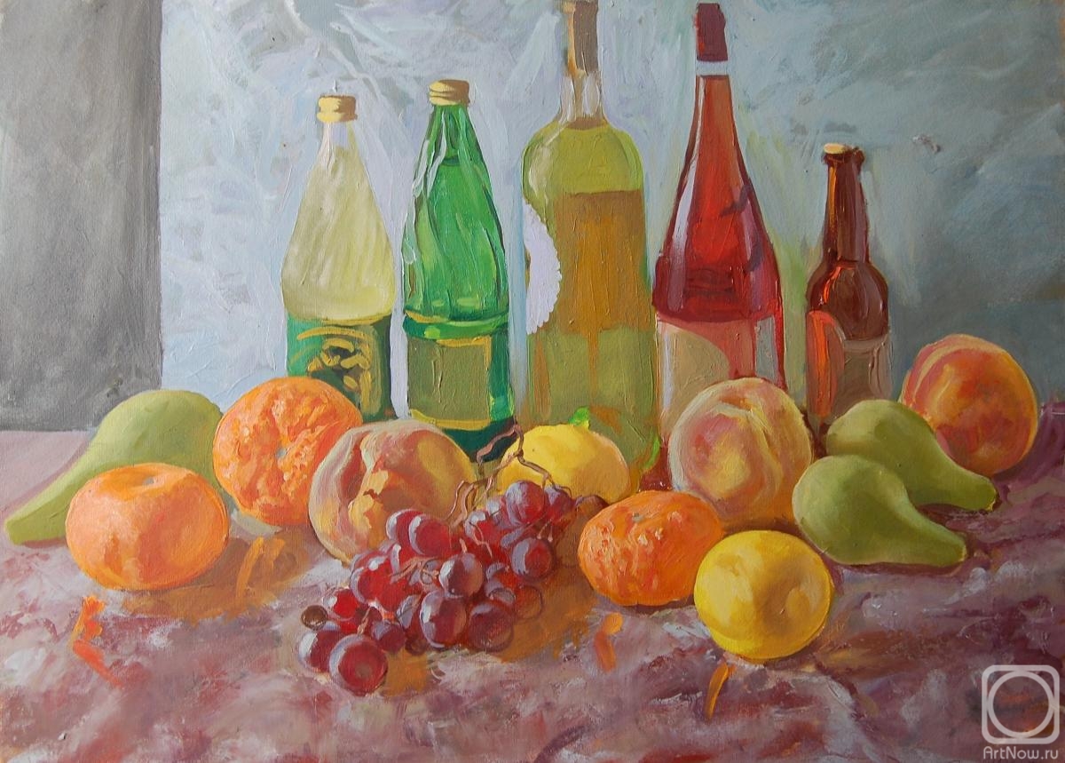 Dobrovolskaya Gayane. Still-life with Fruits & Bottles