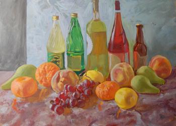 Dobrovolskaya Gayane Khachaturovna. Still-life with Fruits & Bottles