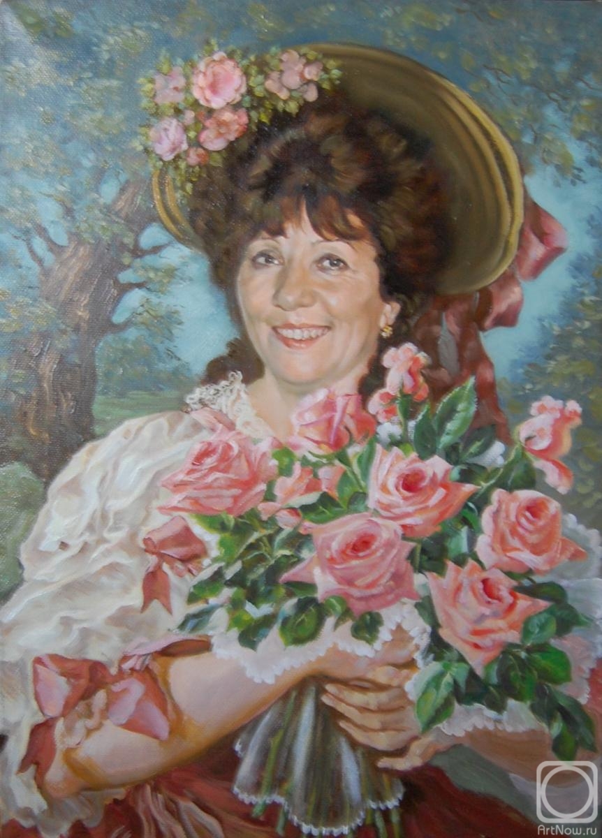 Dobrovolskaya Gayane. Portrait of a lady in a straw hat, from a photograph