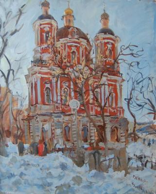 Painting Moscow, Church of St. Clement, the Spring, Sunny. Dobrovolskaya Gayane