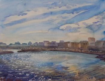 Bari, morning, seaport (Watercolor Morning Sea). Dobrovolskaya Gayane
