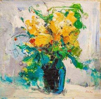Yellow bouquet in the style of impressionism. Gomes Liya