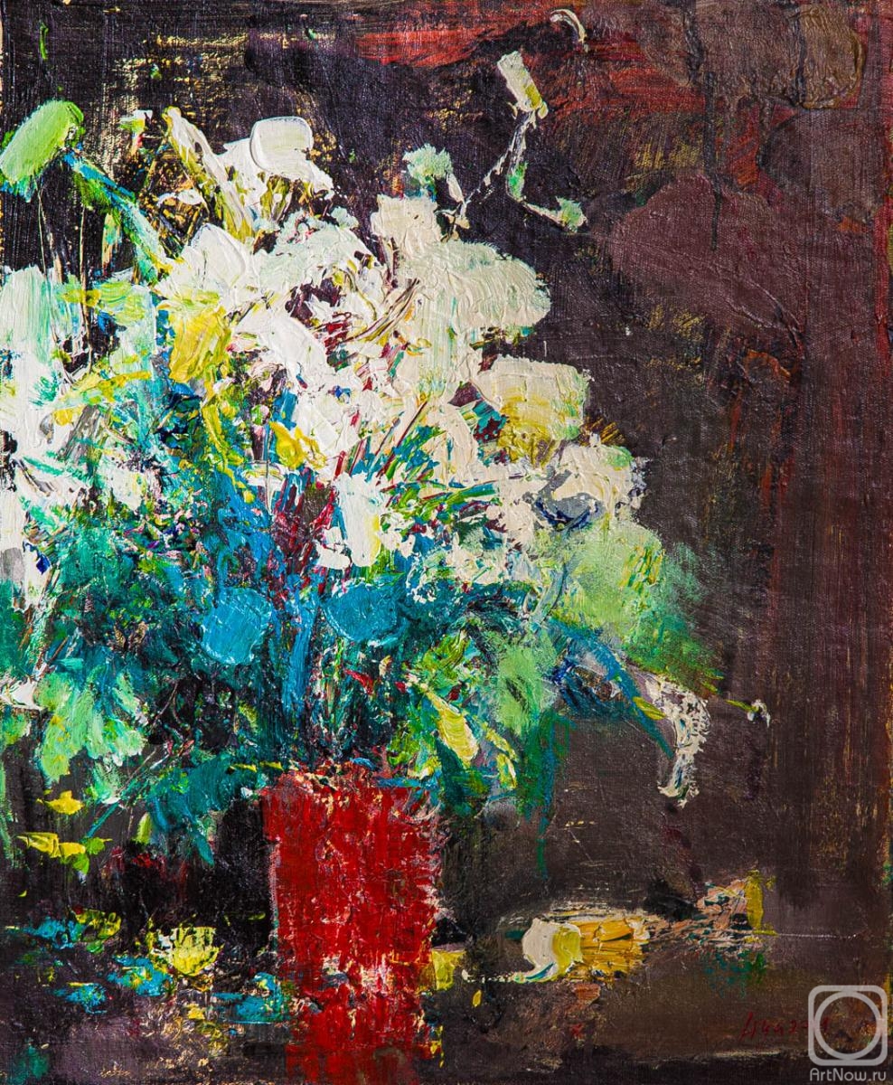 Gomes Liya. Bouquet of chrysanthemums in the style of impressionism