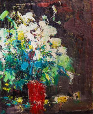 Bouquet of chrysanthemums in the style of impressionism. Gomes Liya