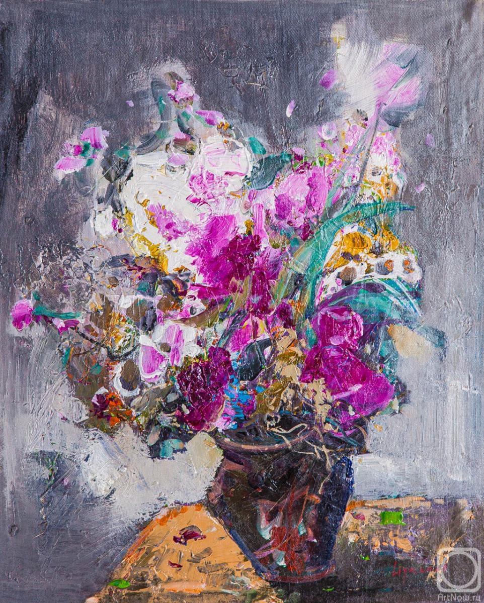 Gomes Liya. Bouquet of orchids in a vase