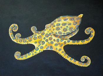 The depths of the water. Octopus (Luminescence). Guseva Alyona