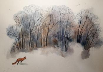 Fox at the edge of the forest. Durandin Viktor