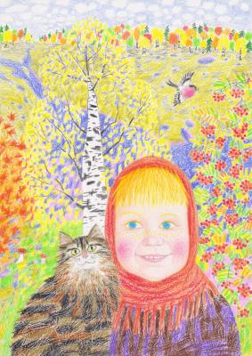 Daryonka and the cat Muryonka. Obolenskiy Alexandr