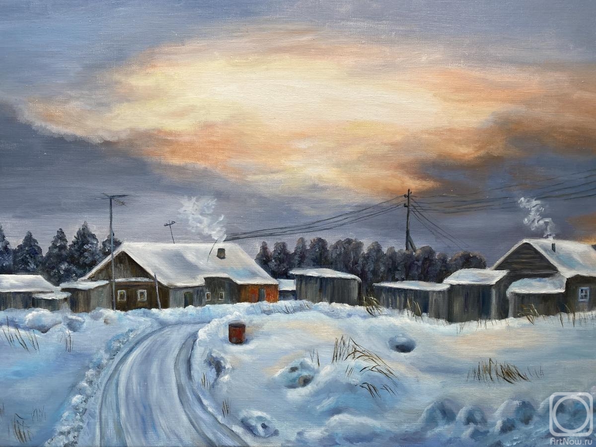 Зимнее утро в деревне» картина Вагидуллиной Алсу маслом на холсте — купить  на ArtNow.ru