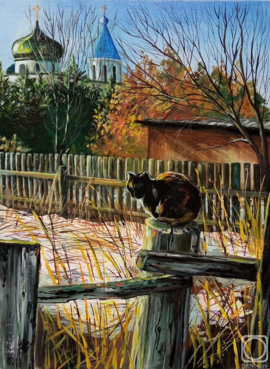 Dmitrieva Olga. Country cat. landscape rural