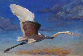 Oil painting "Flight of the Heron". Scherilya Svetlana