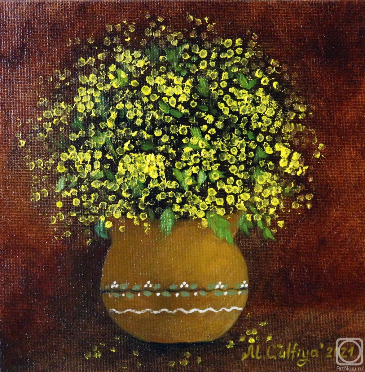 Mingazova Gulfiya. Mimosa in a vase