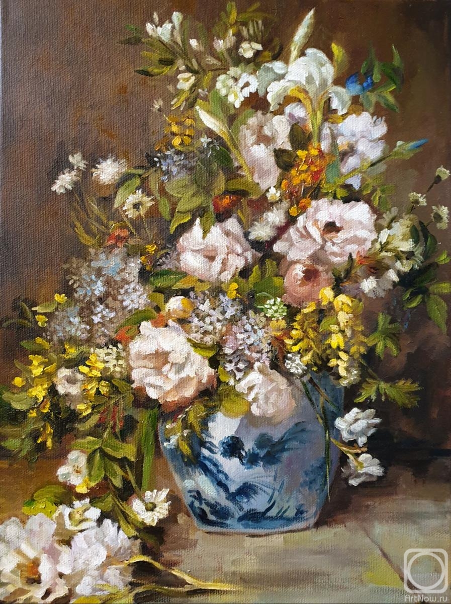 Kulakova Aleksandra. Copy of Renoir Pierre-Auguste "Stillife with big flower vase"