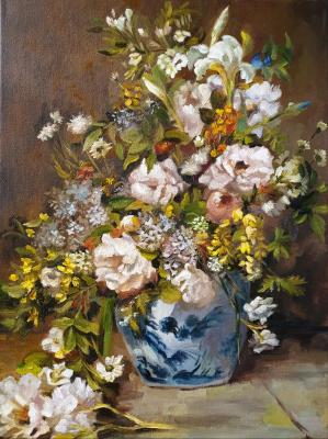Copy of Renoir Pierre-Auguste "Stillife with big flower vase" (Oilpainting). Kulakova Aleksandra