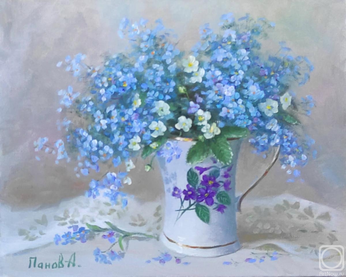 Panov Aleksandr. Forget-me-nots and strawberries