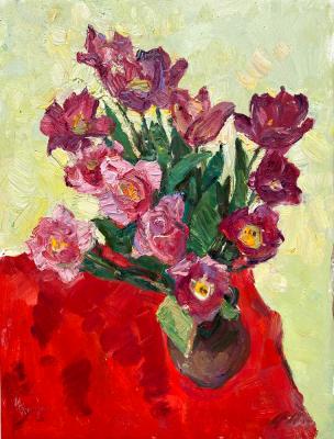 Tulips on the red