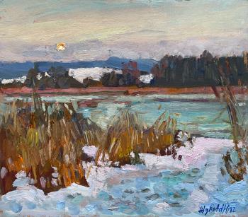 Winter evening. Full moon (Full River). Zhukova Juliya