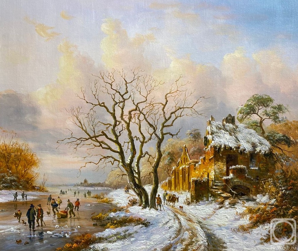 Romm Alexandr. A free copy of the painting. Winter Landscape