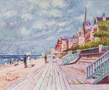 Painting copy Beach at Trouville (Beach at Trouville, 1870). Kamskij Savelij