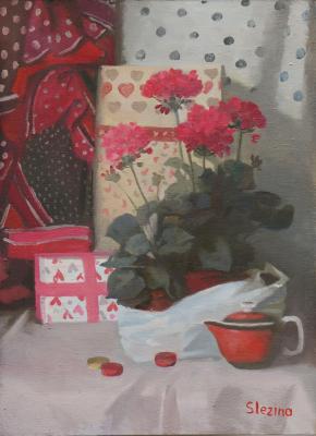 Pink geraniums. Slezina Oksana