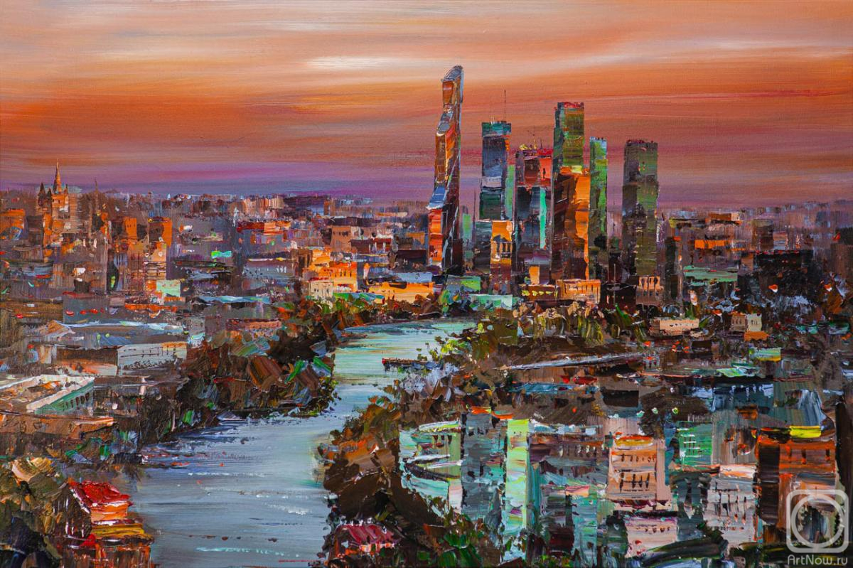 Rodries Jose. A charming sunset went down to the river ... View of Moscow City