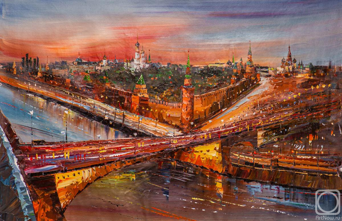 Rodries Jose. Moscow is on fire... View of the Stone Bridge and the Kremlin