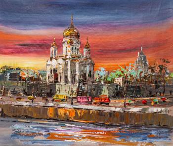 View of the Cathedral of Christ the Savior from the embankment. Rodries Jose