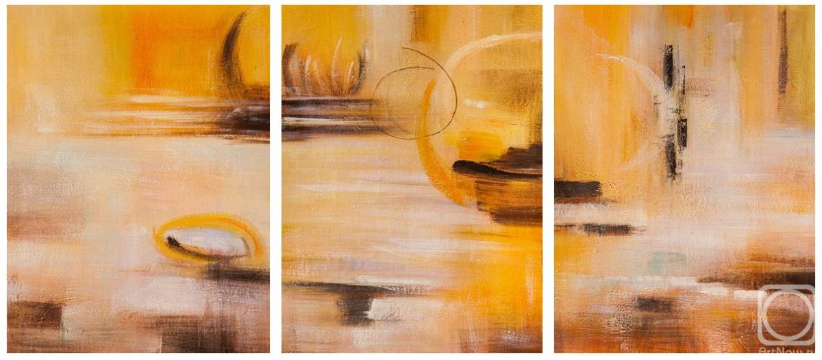 Dupree Brian. Golden dreams., Modular painting., Triptych