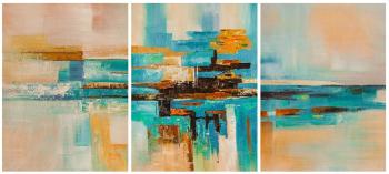 Turquoise mood. Modular painting. Triptych