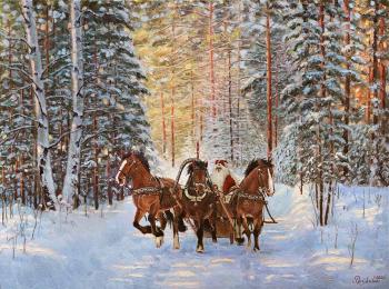 The road to the New Year (Winter Road In The Forest). Razzhivin Igor