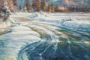 By the river in a snowy forest. Vlodarchik Andjei