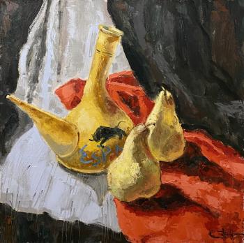 Pears on red