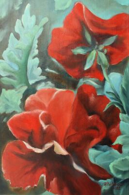 Red pansy flowers. Series "In the garden". Belyanina Mariya