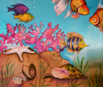 At depth (fragment) Fish with corals and shells (Unusual Woman). Kondyurina Natalia