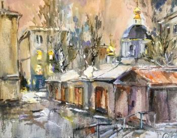 Courtyard on Nikitsky oil on canvas (Canvas Oil). Charina Anna