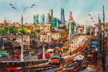 Moscow and the movement. View of the business center Moscow-City (Cars On The Road). Rodries Jose