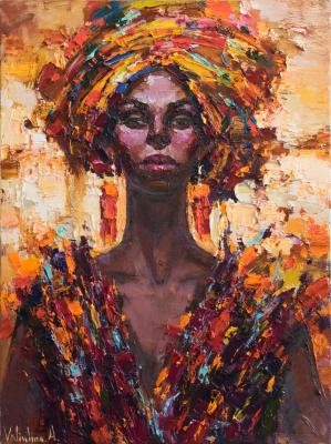 African Queen portrait Original impasto oil painting. Valiulina Anastasiya