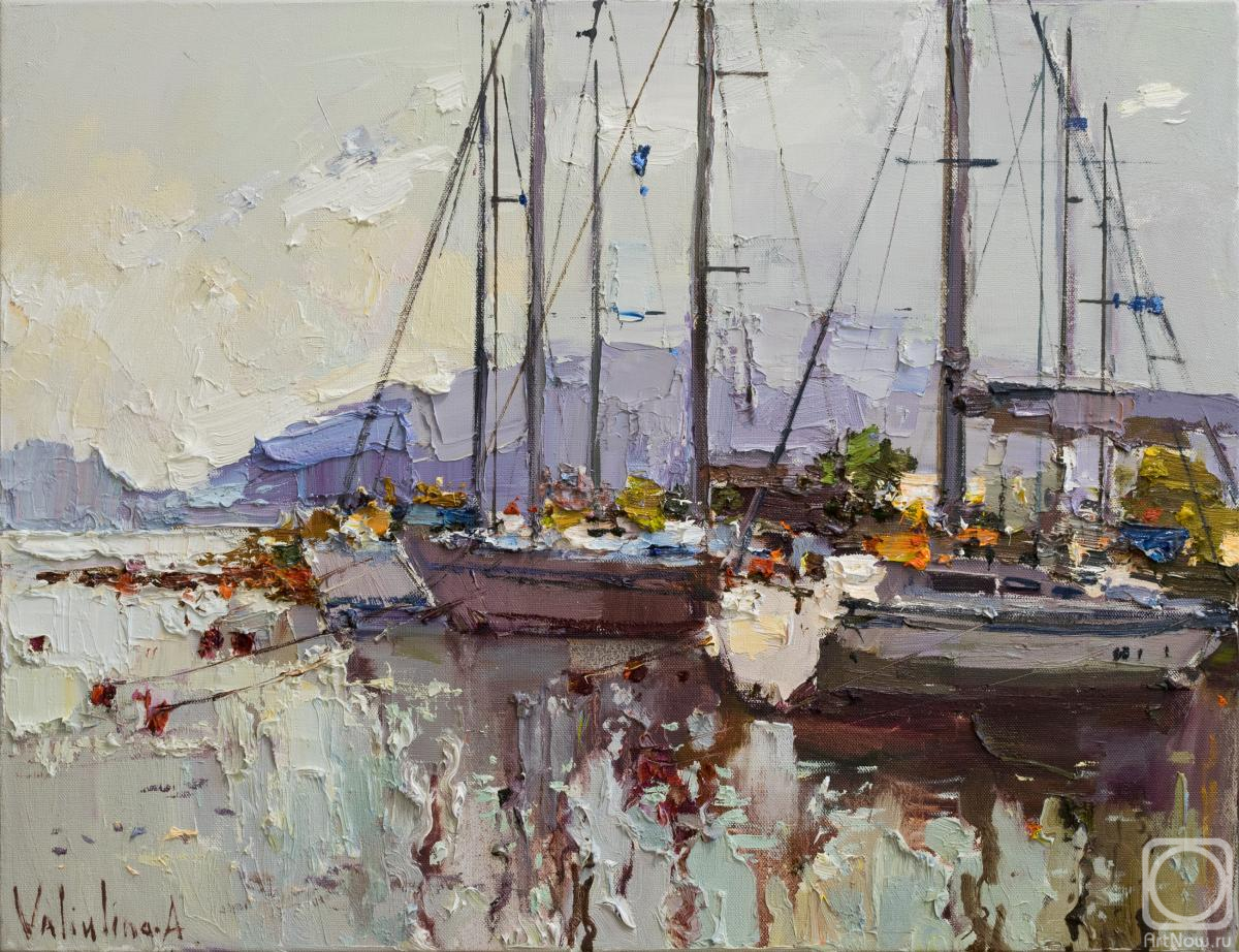 Valiulina Anastasiya. Sailing yachts Original seascape painting